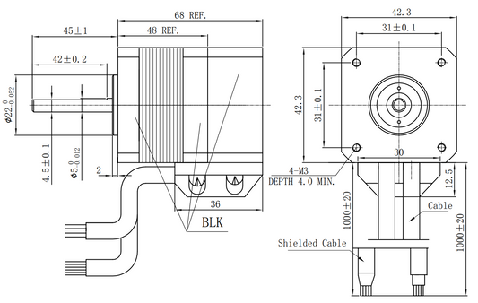 Nema 17 Encoder Stepper for Ouroboros Klipper Servo Controller - 1000 PPR - 2.5A - 45mm Shaft