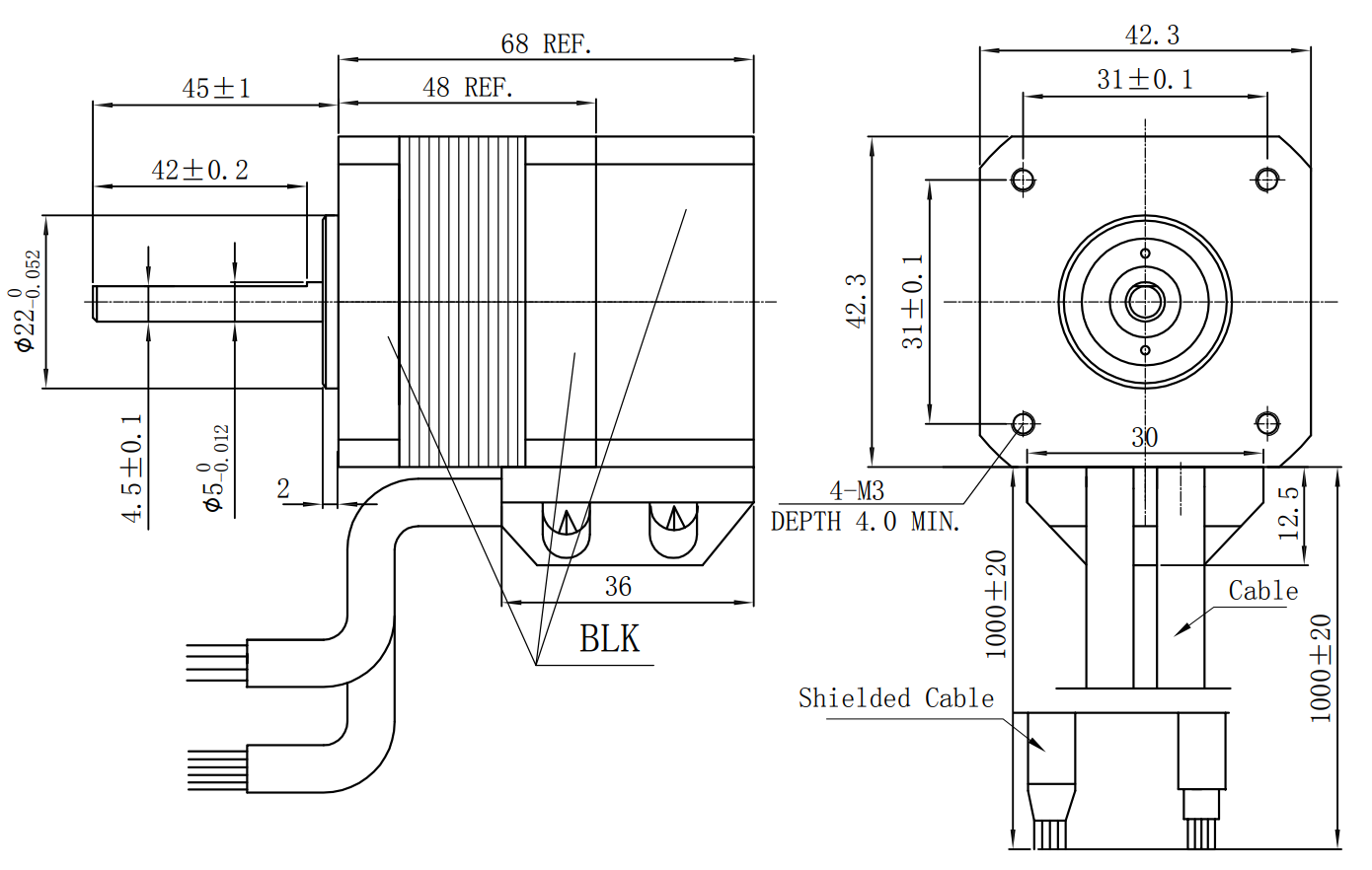 Nema 17 Encoder Stepper for Ouroboros Klipper Servo Controller - 1000 PPR - 2.5A - 45mm Shaft