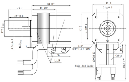 Nema 17 Encoder Stepper for Ouroboros Klipper Servo Controller - 1000 PPR - 2.5A - 45mm Shaft